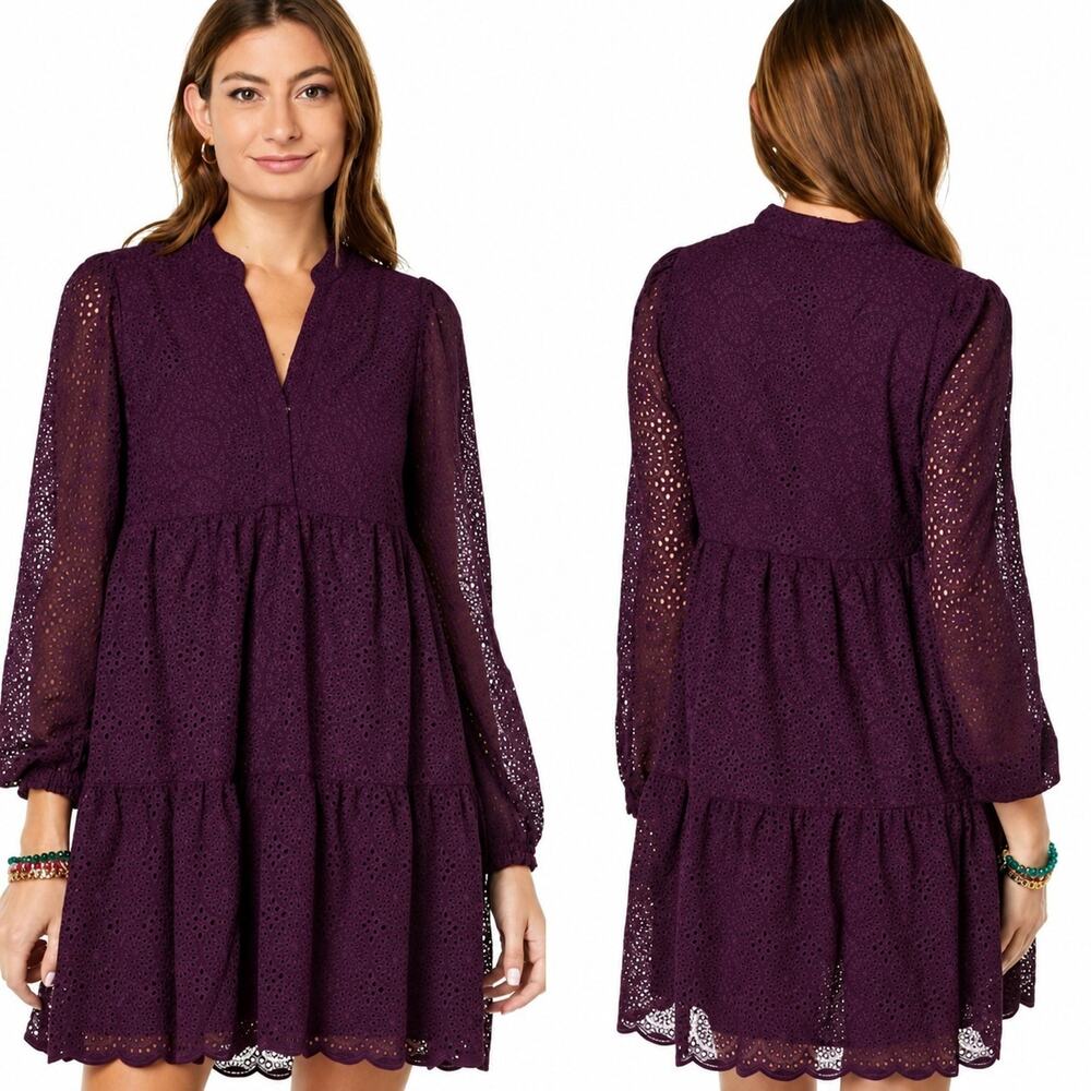 Lilly Pulitzer Winona Purple Eyelet Mini Dress New XL